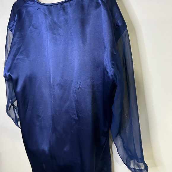 Vintage Victoria Secret Satin Effect Sheer Sleeve Button Up Sleepwear Top M/L - Picture 3 of 11